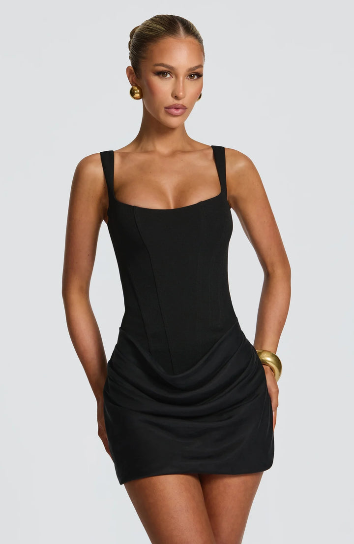 Women’s Square Neck Corset Cocktail Party Mini Dress