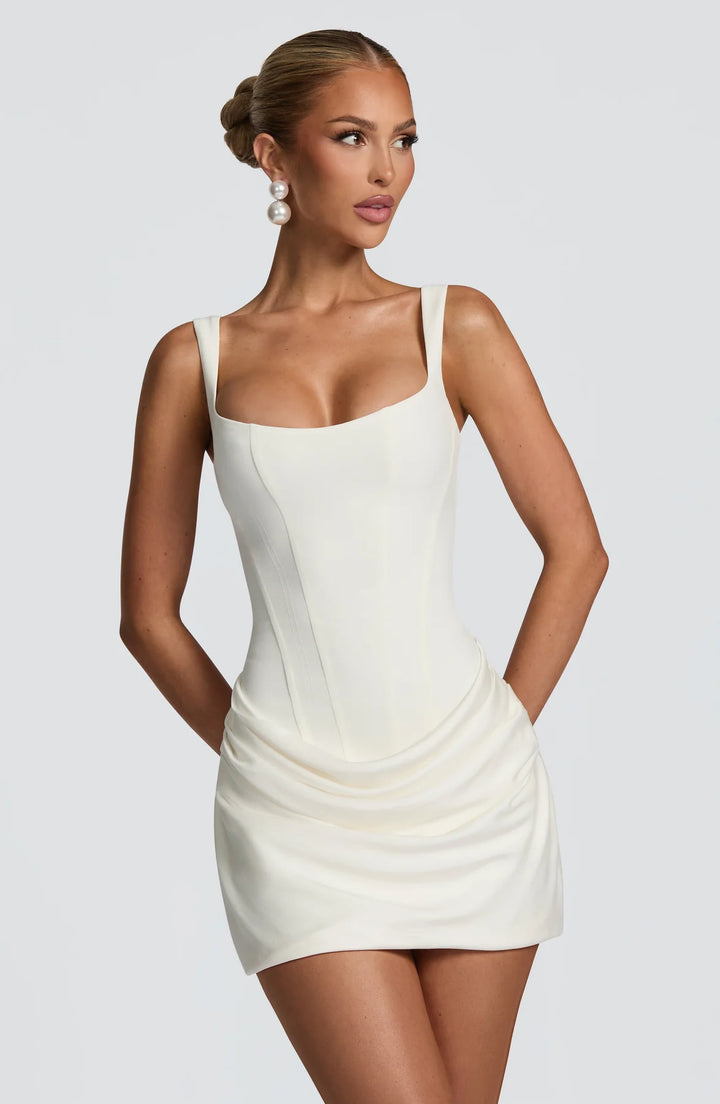 Women’s Square Neck Corset Cocktail Party Mini Dress