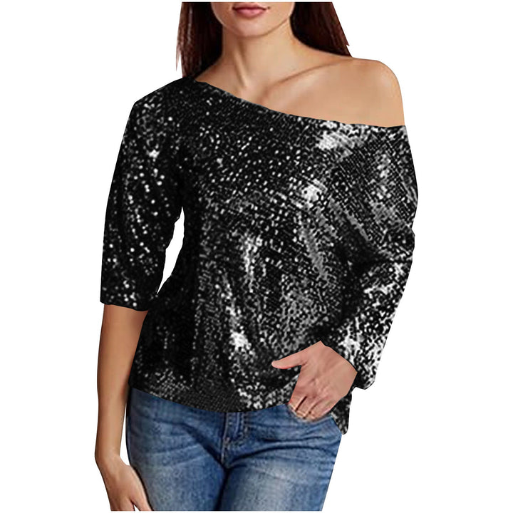 Women’s Sequin One-Shoulder Top with Asymmetrical Neckline