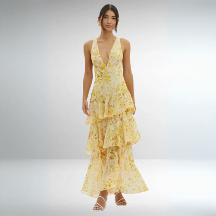 Women’s Tiered V-Neck Maxi Dress
