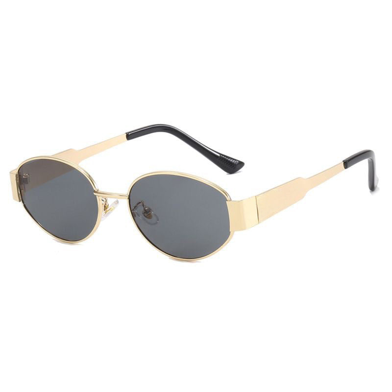 Women’s Oval Metal Sunglasses with Slim Arms