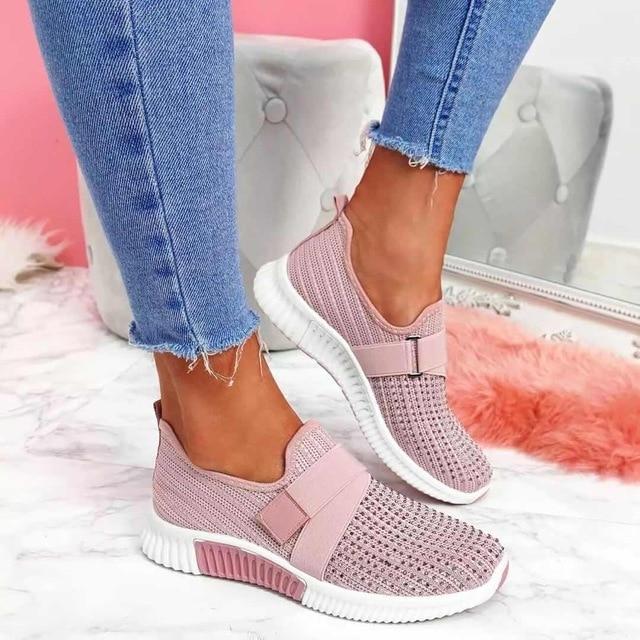 Women’s Slip-On Sneakers with Hook-and-Loop Strap