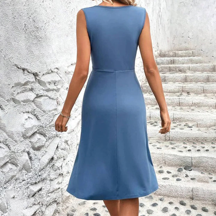 Women’s Wrap Front Midi Dress with V Neck