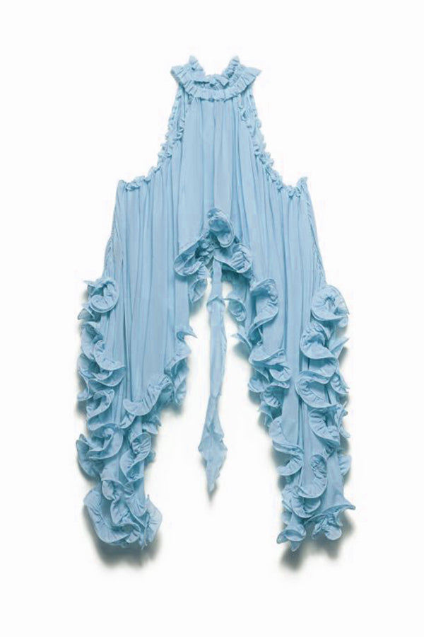 Women’s High Neck Top and Ruffle Mini Skirt Set