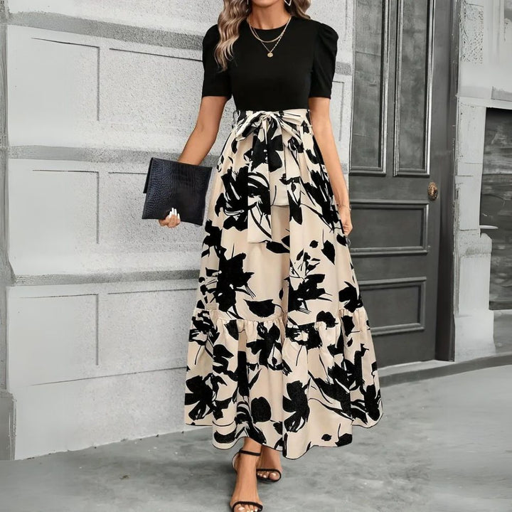 Women’s Floral Print Maxi Dress with Tie Waist