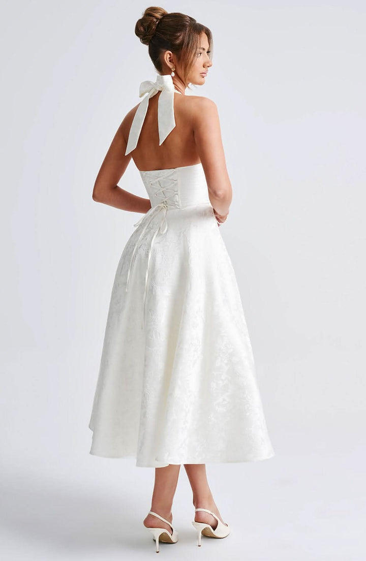Women’s Floral Halter Midi Dress Wedding Guest Occasion Dress