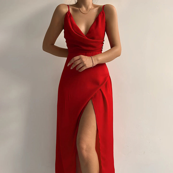 Women’s Evening Dress with V-Neck Wrap Front