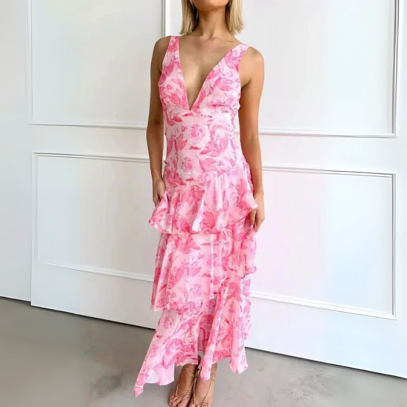 Women’s Tiered V-Neck Maxi Dress