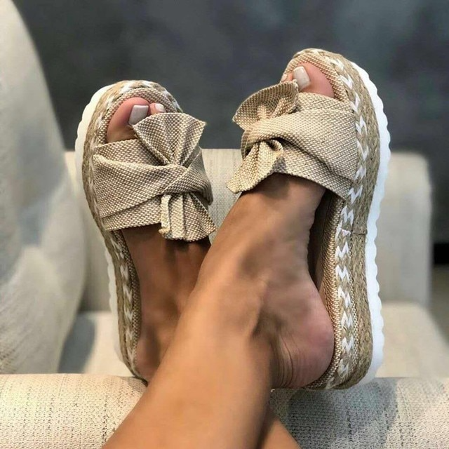 Women’s Bow Platform Sandals with Slip-On