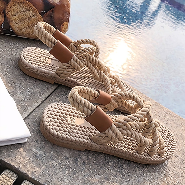 Women’s Braided Rope Sandals with Slip-On Entry