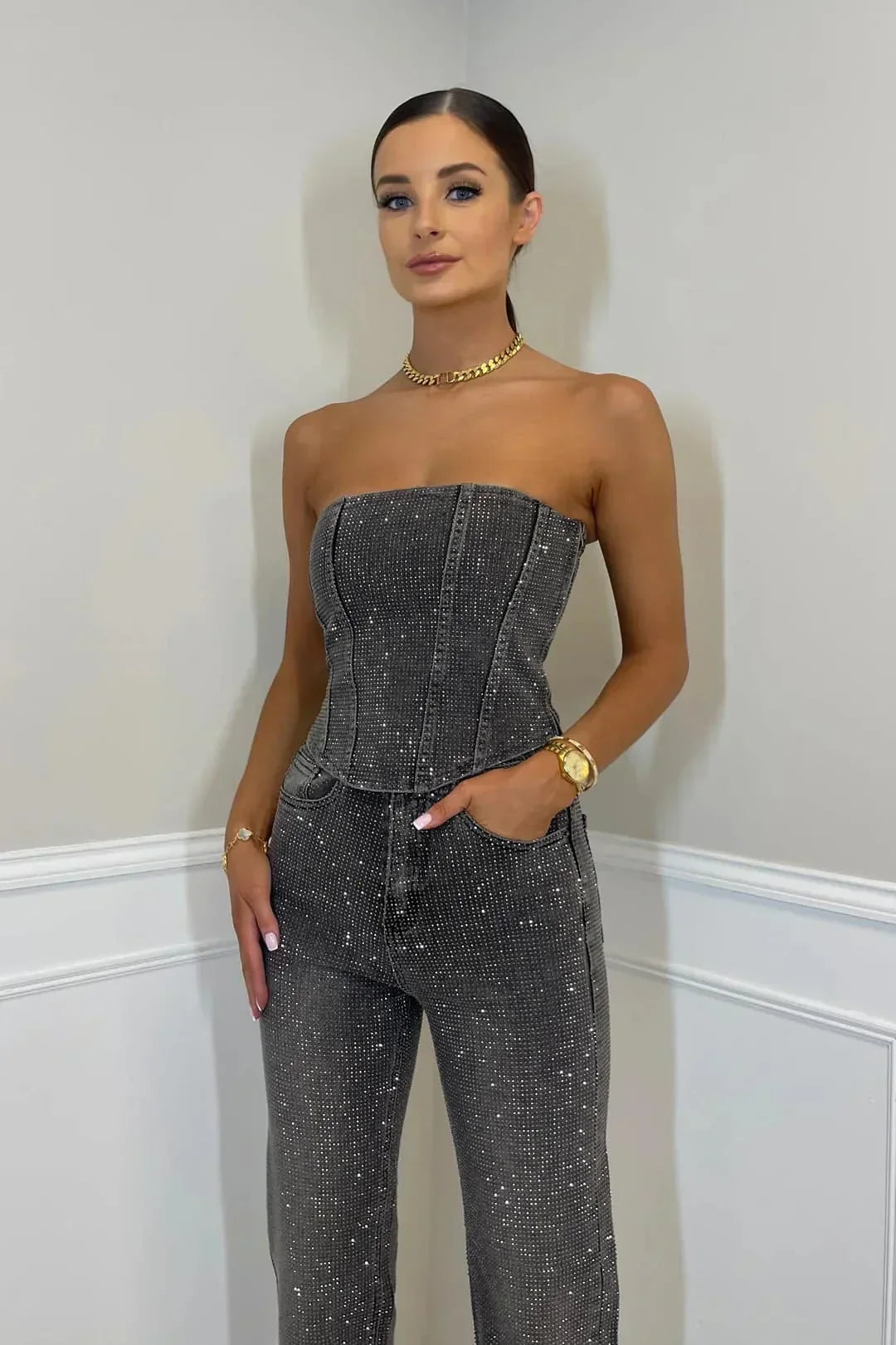 Women’s Strapless Sparkly Two-piece