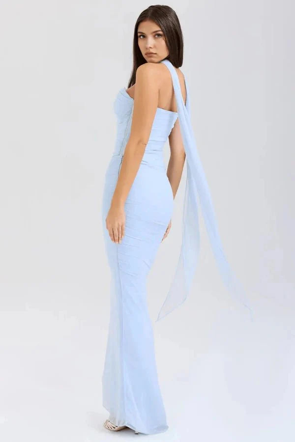 Women’s Strapless Ruched Cocktail Maxi Dress