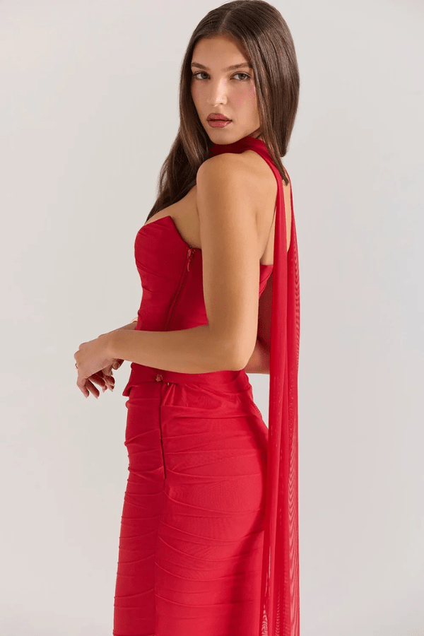 Women’s Strapless Ruched Cocktail Maxi Dress