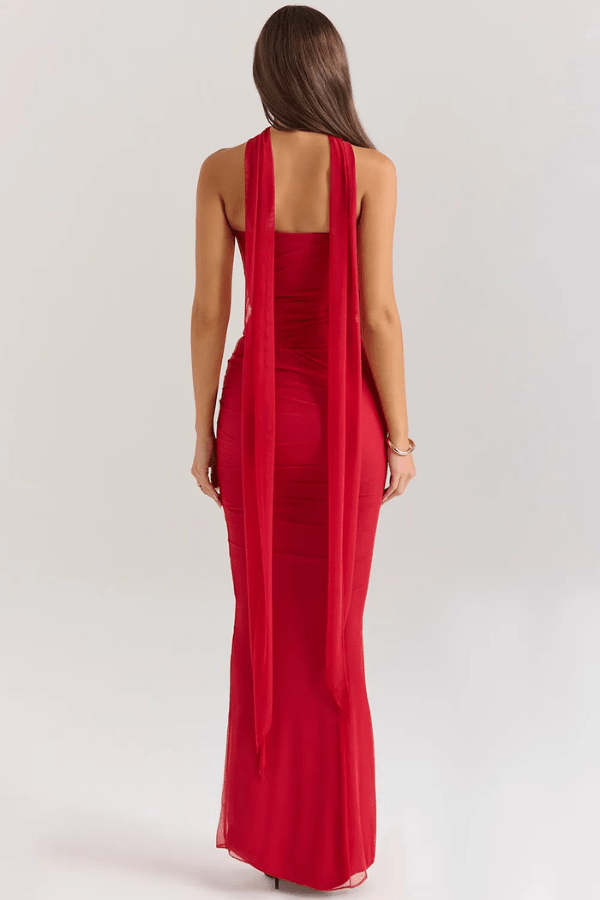 Women’s Strapless Ruched Cocktail Maxi Dress