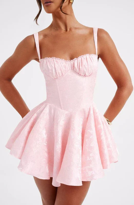 Women’s Sweetheart Corset Mini Dress with Bow Back