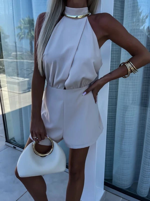 Women’s Halter-Neck Romper with Open Back