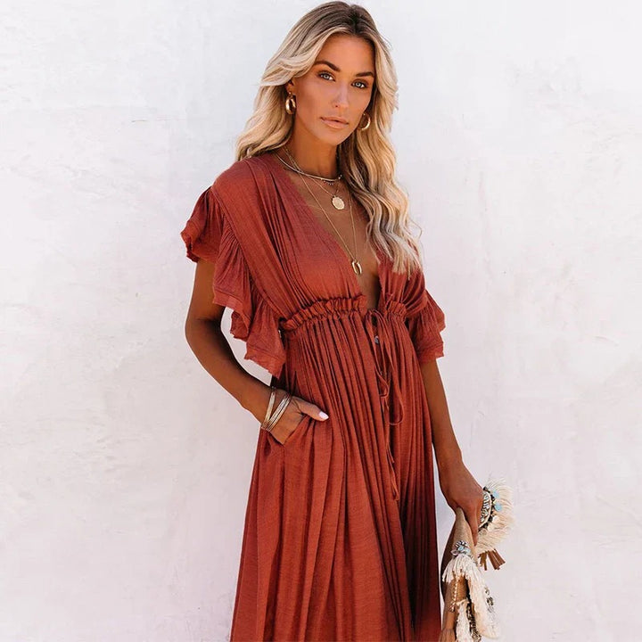 Women’s Boho Button-Front Maxi Dress