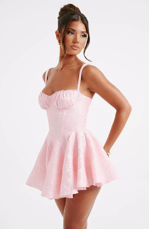 Women’s Sweetheart Corset Mini Dress with Bow Back