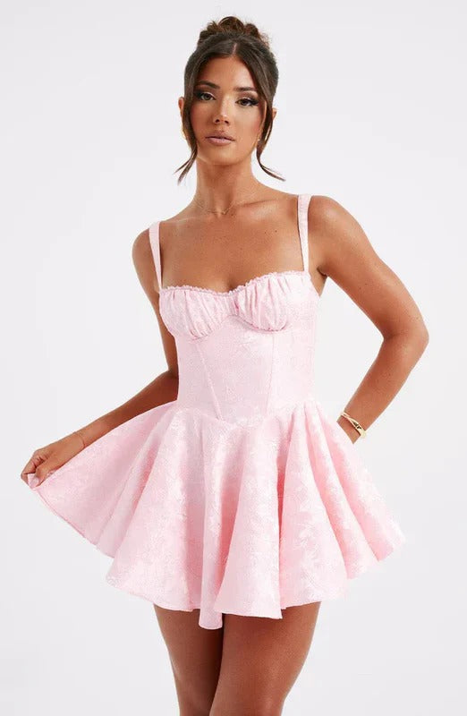 Women’s Sweetheart Corset Mini Dress with Bow Back