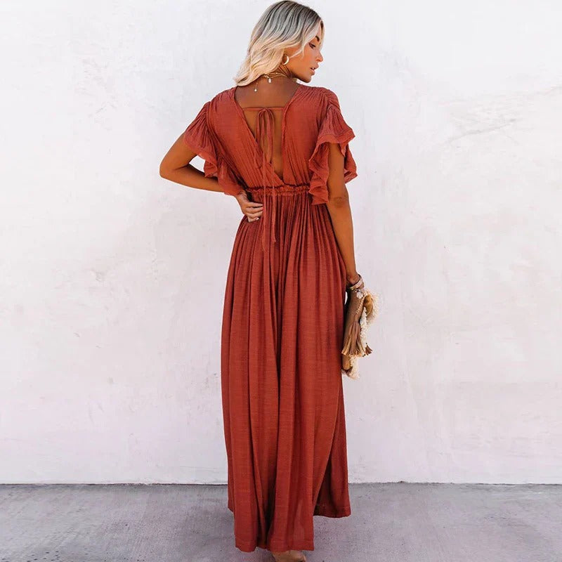 Women’s Boho Button-Front Maxi Dress