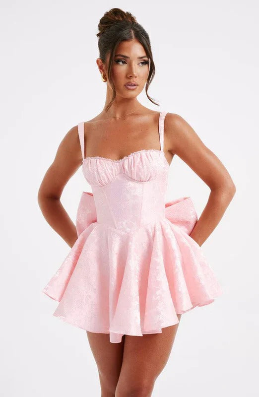 Women’s Sweetheart Corset Mini Dress with Bow Back