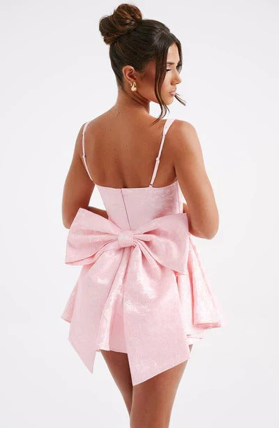Women’s Sweetheart Corset Mini Dress with Bow Back