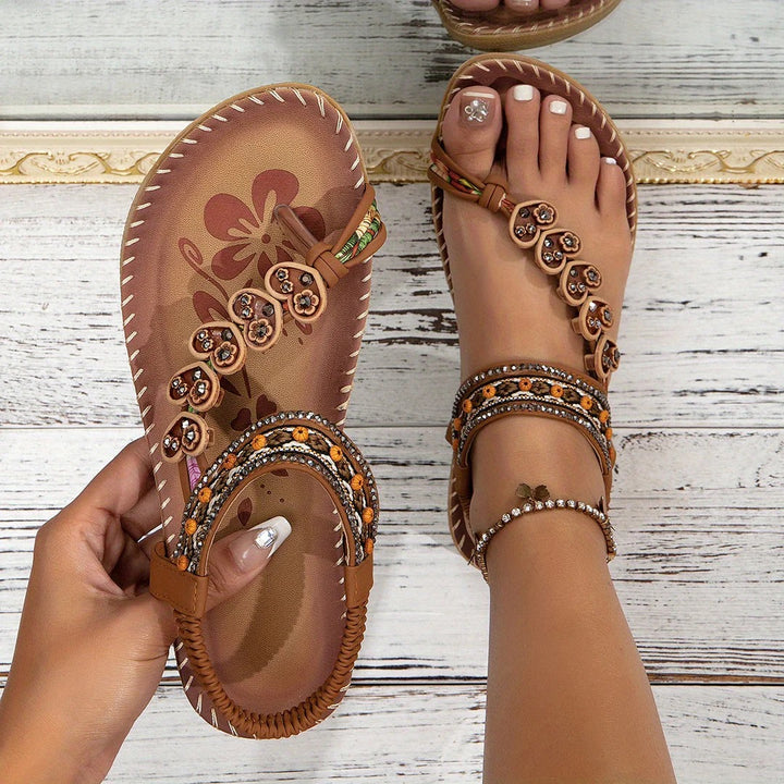 Women’s Boho Sandals with Toe Loop and Grip Sole