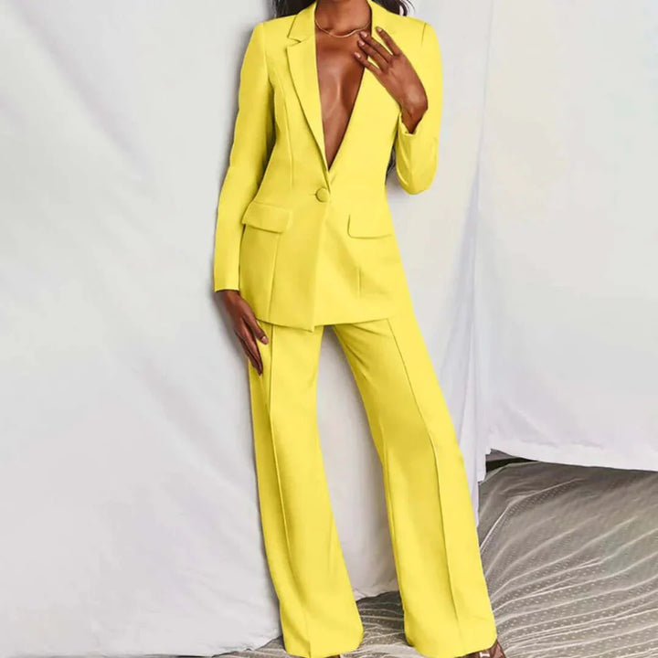 Women’s Single-Button Blazer and Wide-Leg Trousers Set