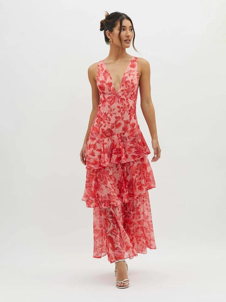 Women's Ruffle Cocktail Dress | Maxi