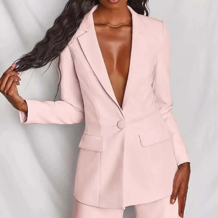Women’s Single-Button Blazer and Wide-Leg Trousers Set