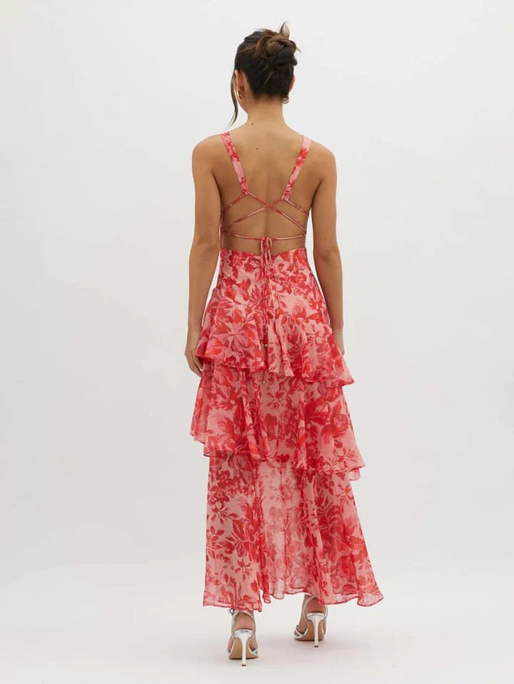 Women's Ruffle Cocktail Dress | Maxi