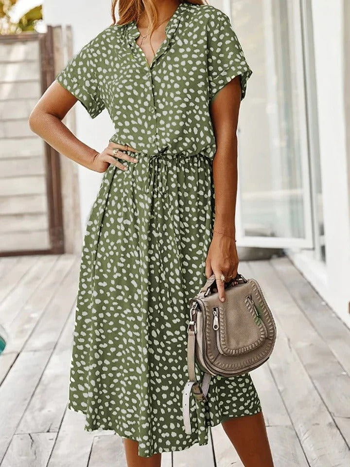 Women’s Short Sleeve A-Line Dress | Midi