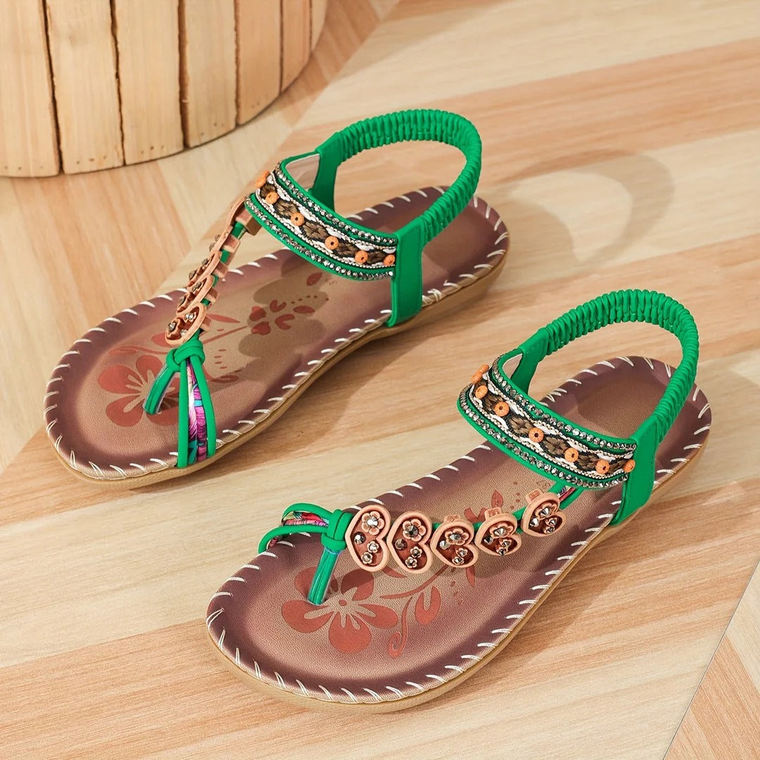 Women’s Boho Sandals with Toe Loop and Grip Sole
