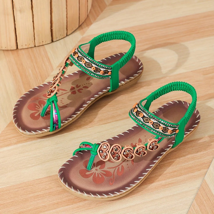 Women’s Boho Sandals with Toe Loop and Grip Sole