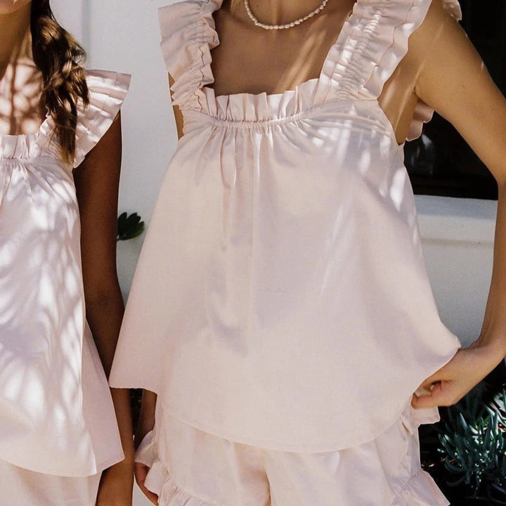 Women’s Ruffle Lounge Set with Sleeveless Top