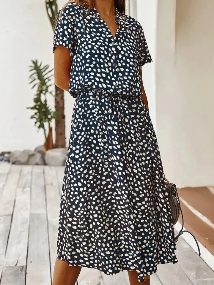 Women’s Short Sleeve A-Line Dress | Midi