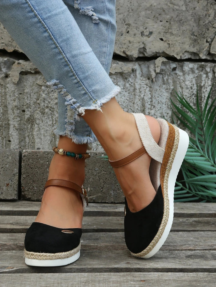 Women’s Closed-Toe Espadrilles with Low Wedge