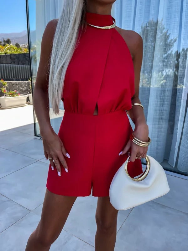 Women’s Halter-Neck Romper with Open Back