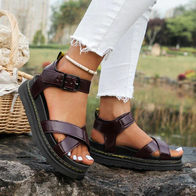 Women’s Platform Sandals with Buckle Strap