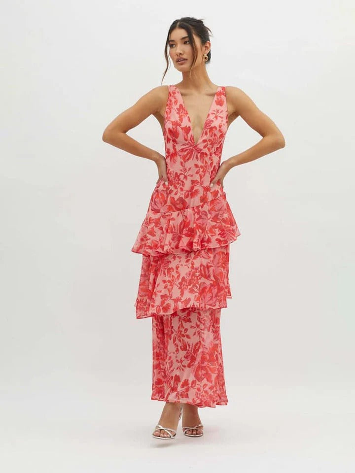 Women's Ruffle Cocktail Dress | Maxi