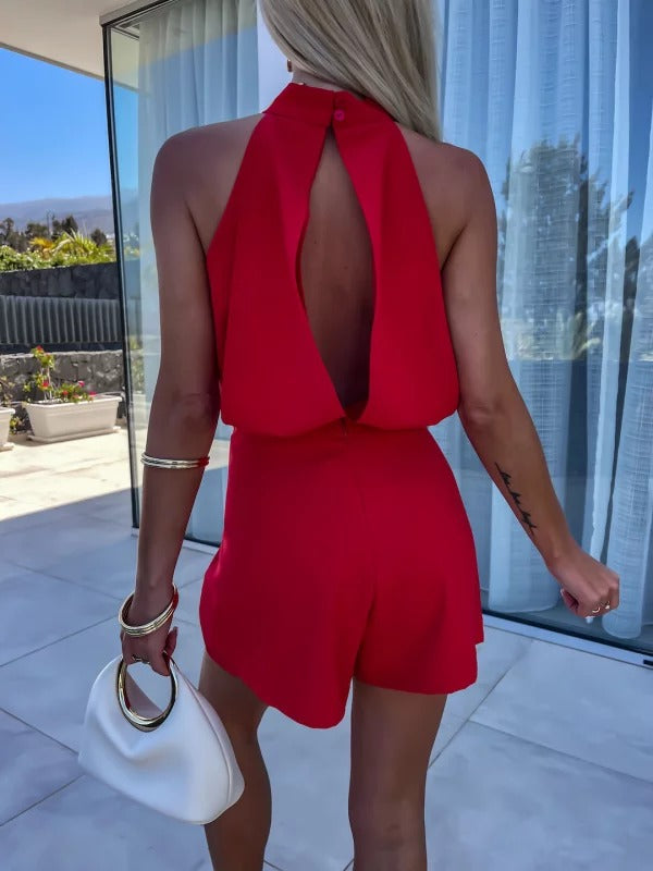 Women’s Halter-Neck Romper with Open Back
