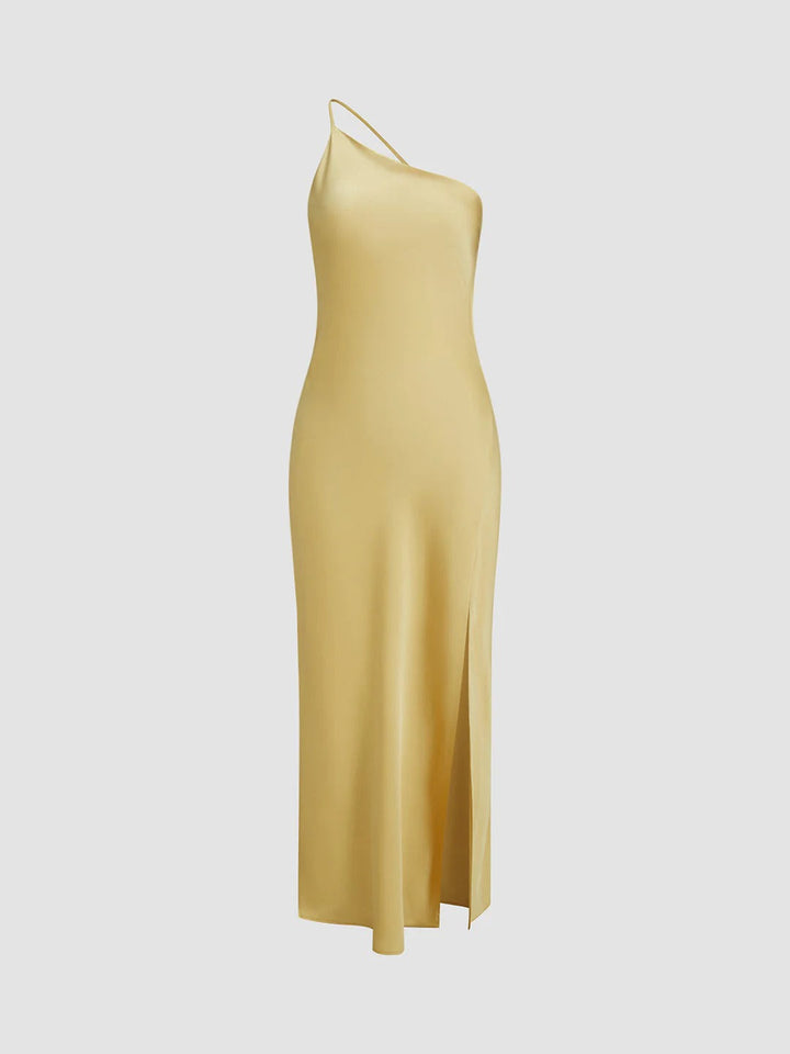 Women’s Backless Satin Maxi Dress with Side Slit