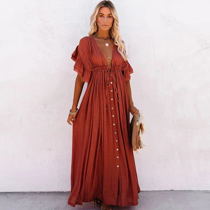 Women’s Boho Button-Front Maxi Dress