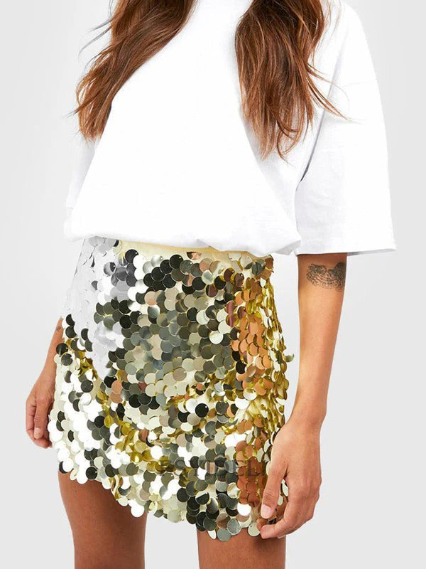 Women’s Sequin Mini Skirt with Elastic Waist