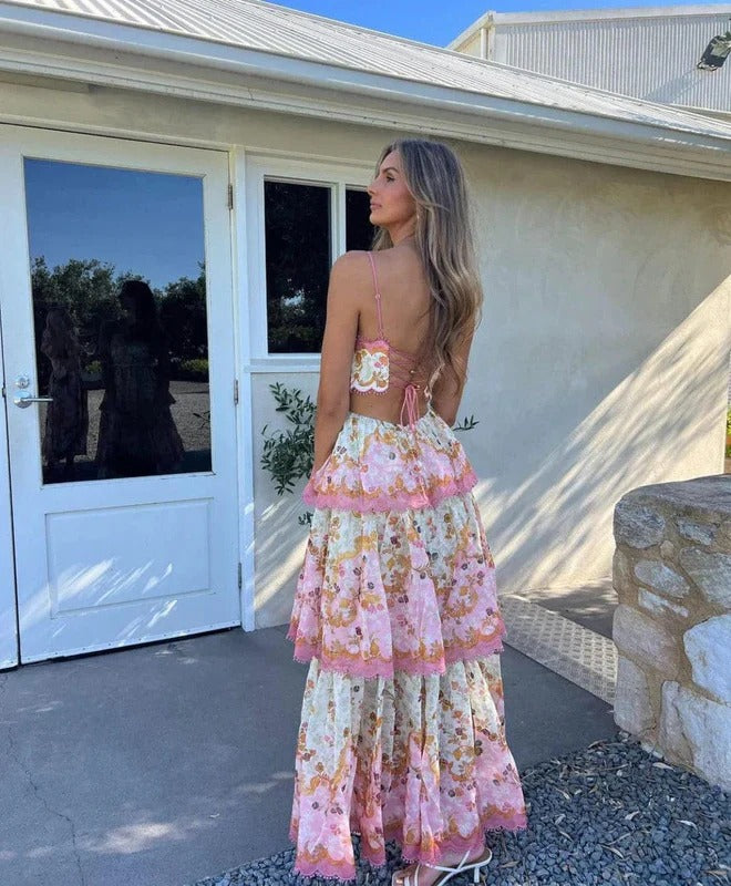 Women’s Tiered Maxi Dress with Slim Straps