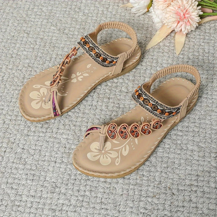 Women’s Boho Sandals with Toe Loop and Grip Sole