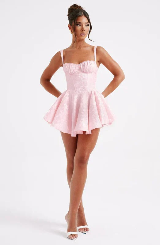 Women’s Sweetheart Corset Mini Dress with Bow Back