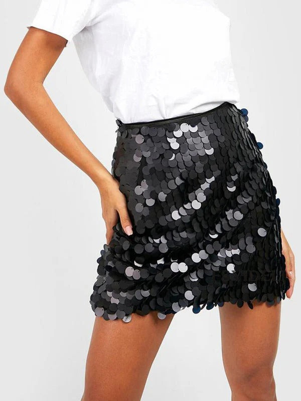 Women’s Sequin Mini Skirt with Elastic Waist