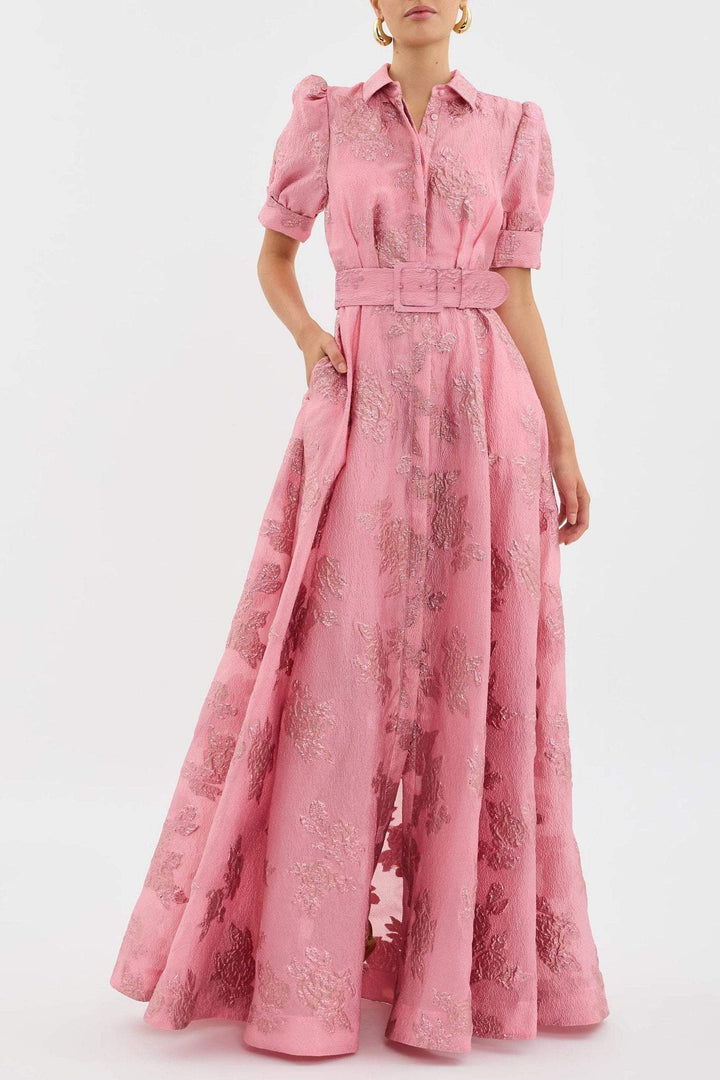 Women’s Puff Sleeve Maxi Dress for Wedding Guests