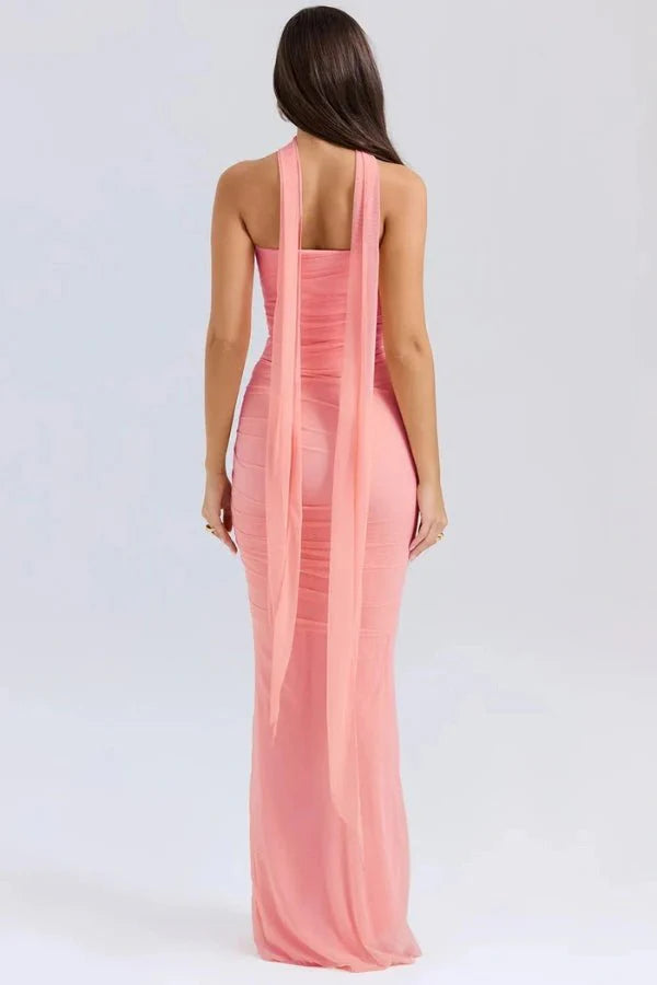 Women’s Strapless Ruched Cocktail Maxi Dress